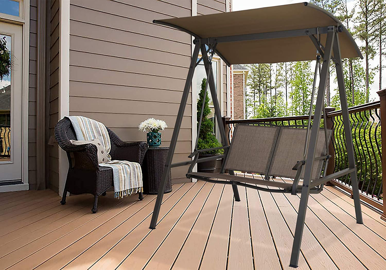 Musa 2 seat outdoor porch swing with stand sale